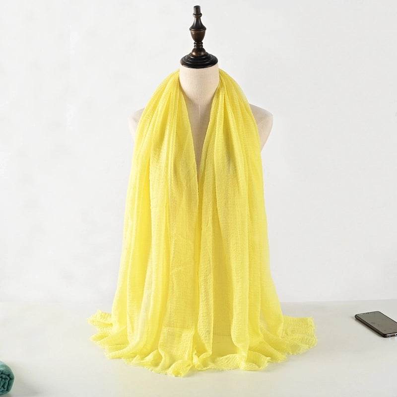 Women's Vacation Minimalist Solid Color Cotton Silk Scarf
