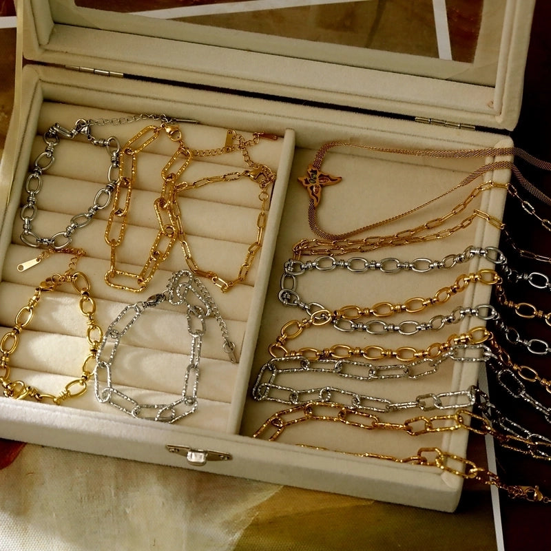 Elegant Hip-Hop Commute Butterfly Chain 304 Stainless Steel 18K Gold Plated White Gold Plated Jewelry Set