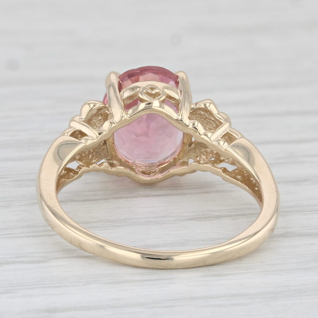 3ct Pink Tourmaline Oval Solitaire Ring 14k Yellow Gold Size 7