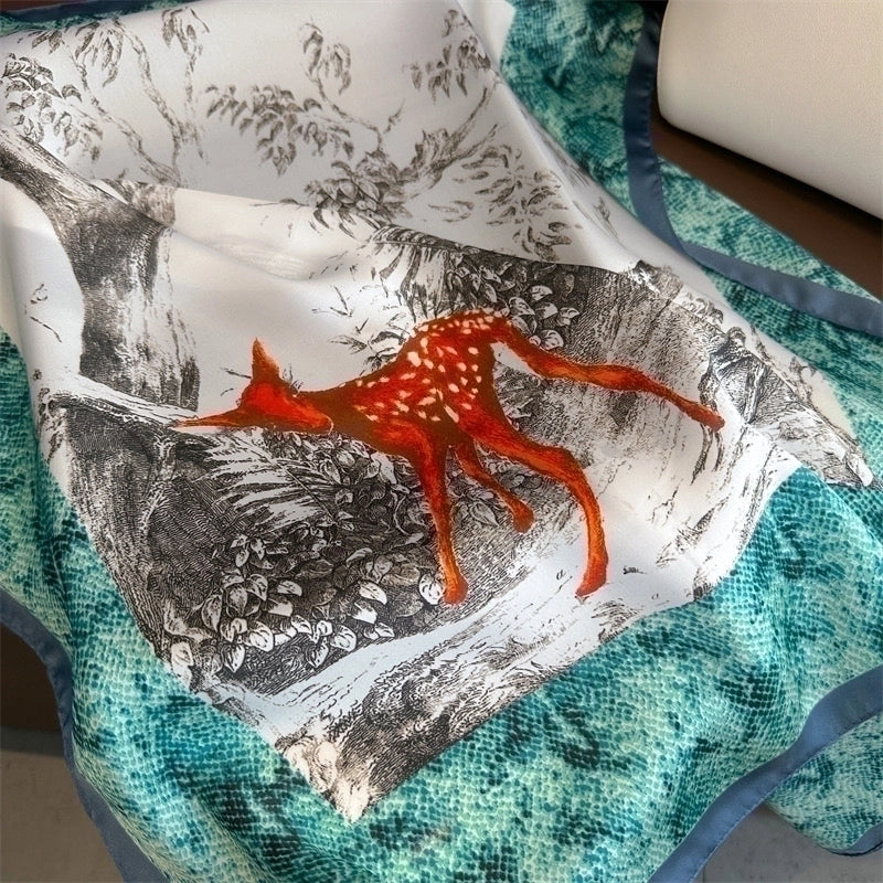 Women's Casual Vacation Chains Print Satin Printing And Dyeing Printing Dyeing Silk Scarf Kerchief Bandanas