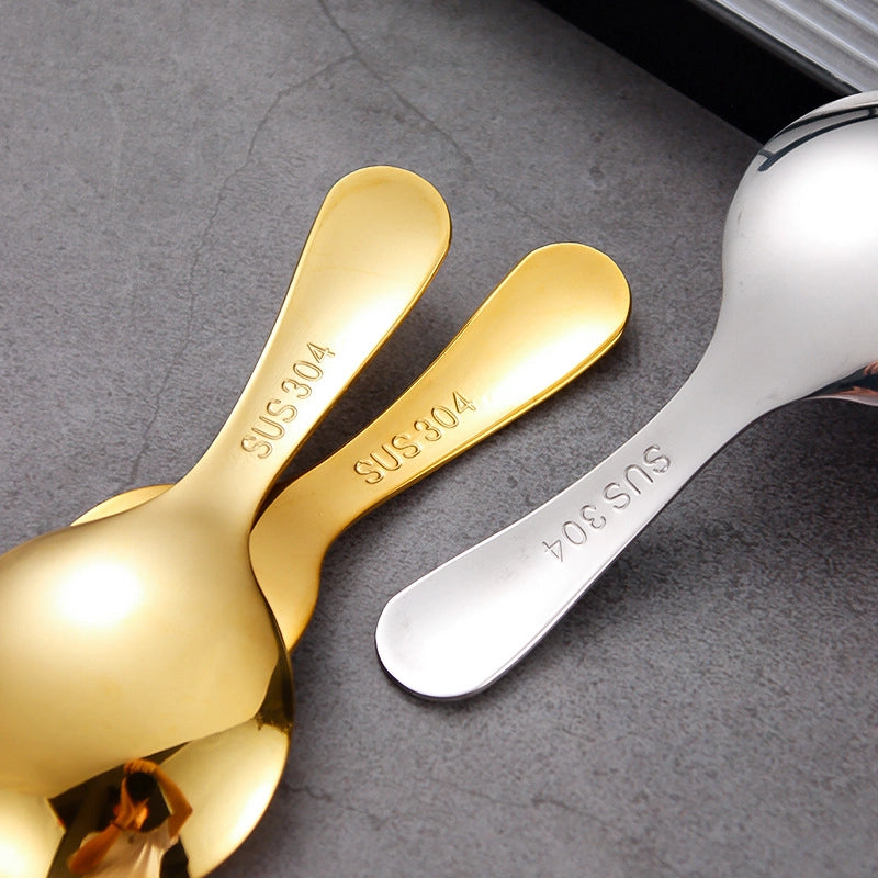 304 Stainless Steel Short Handle Spoon Mini Children's Tableware Ice Cream Dessert Spoon Tea Spoon Outdoor Travel Convenient