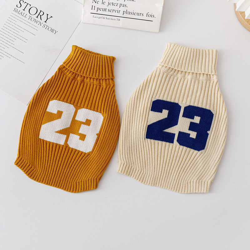 Numbers Printed Dog Cat Sweater