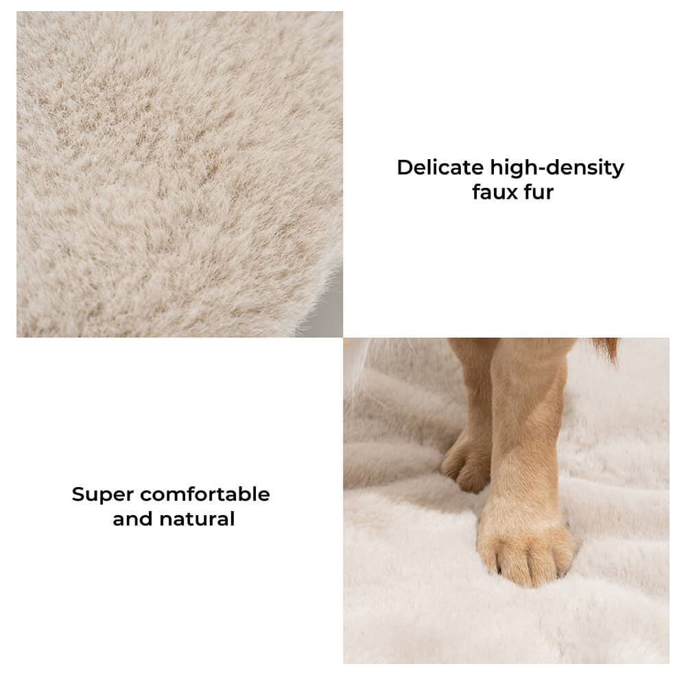 Super Soft Handmade Imitation Fur Round Fluffy Pet Fuzzy Mat