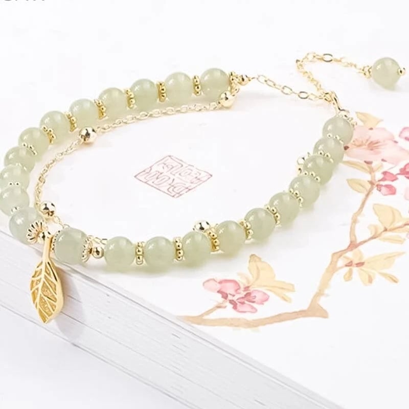 🔥 BIG SALE - 49% OFF🔥🔥Hetian Jade Gold Leaf Bracelet