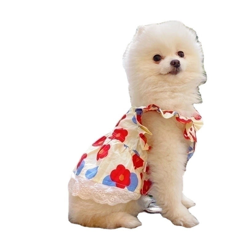 Pastoral Cotton Flower Pet Clothing