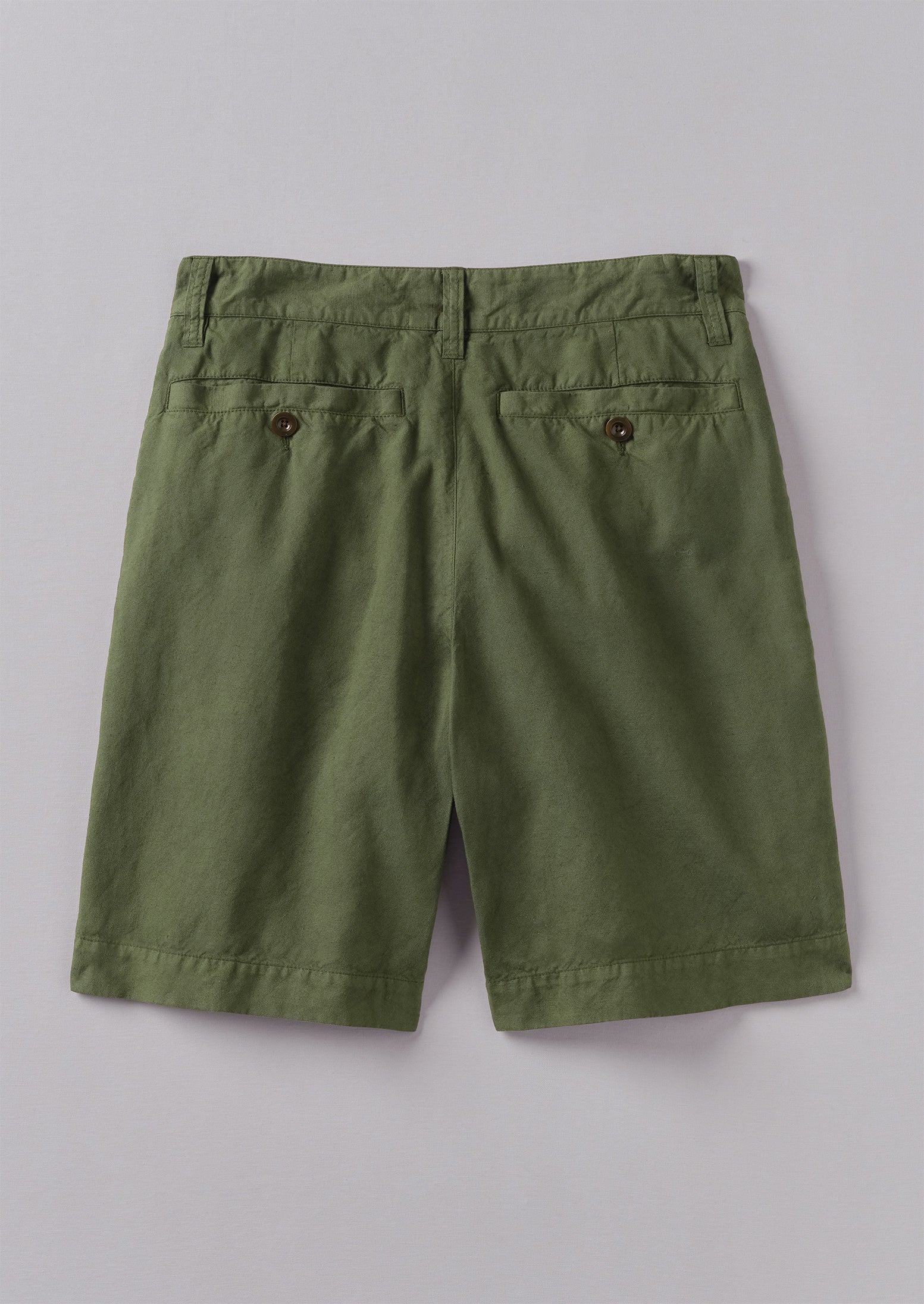 Double Pleat Cotton Linen Shorts | Pine Green