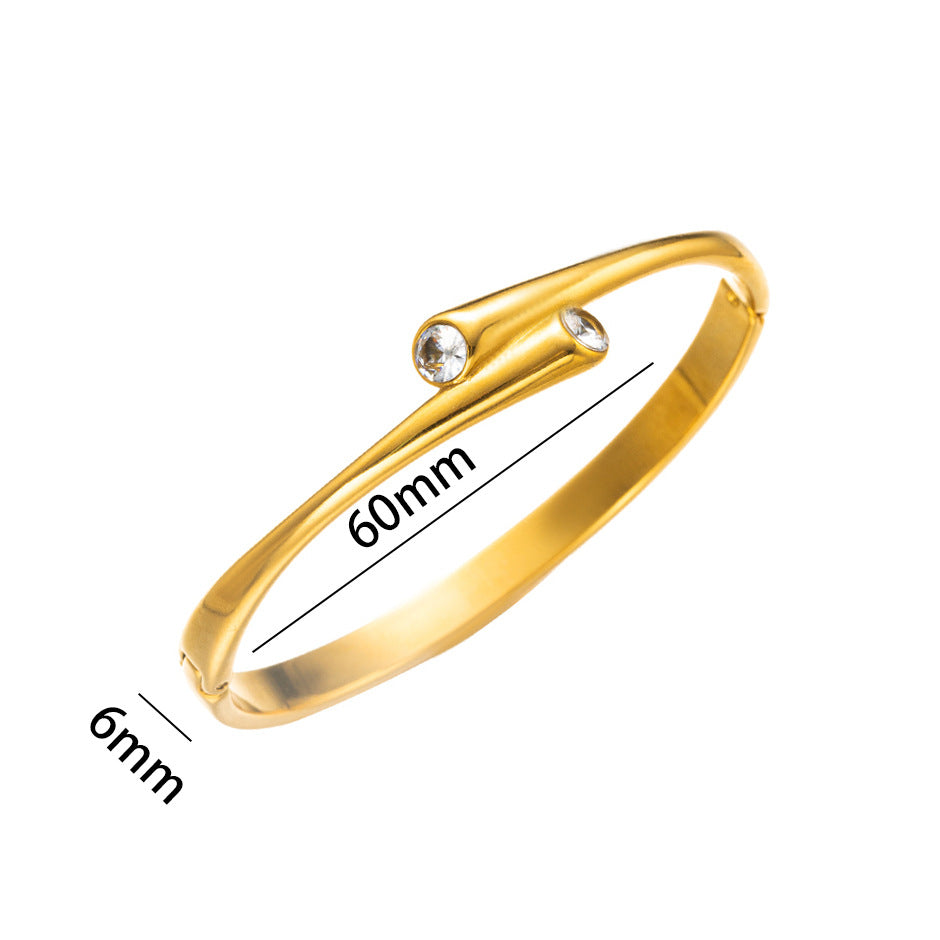 Titanium Steel Minimalist Bracelet Hot Selling Vacuum Furnace Electroplated Smooth Stainless Steel Bracelet