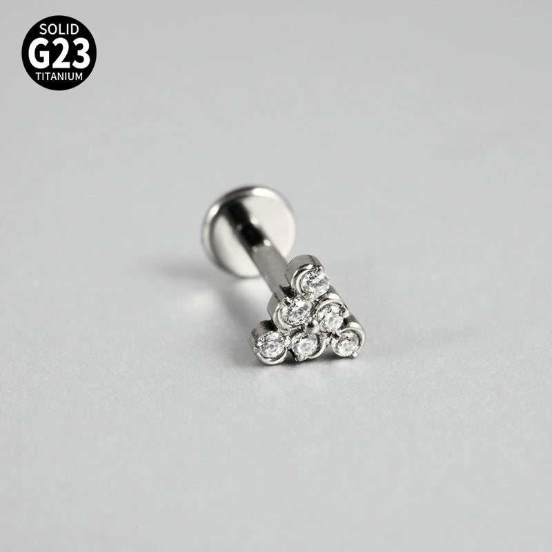 1 Piece Ear Cartilage Rings & Studs Casual Hip-Hop Snake Butterfly G23 Titanium Alloy Inlay Zircon 18K Gold Plated Lip Rings Ear Cartilage Rings & Studs