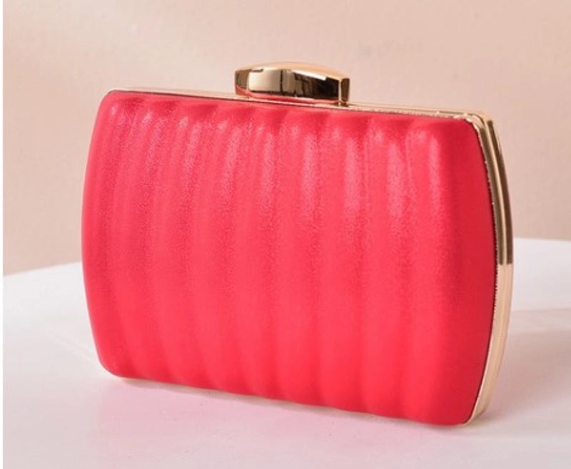 White Red Black Pu Leather Solid Color Square Evening Bags