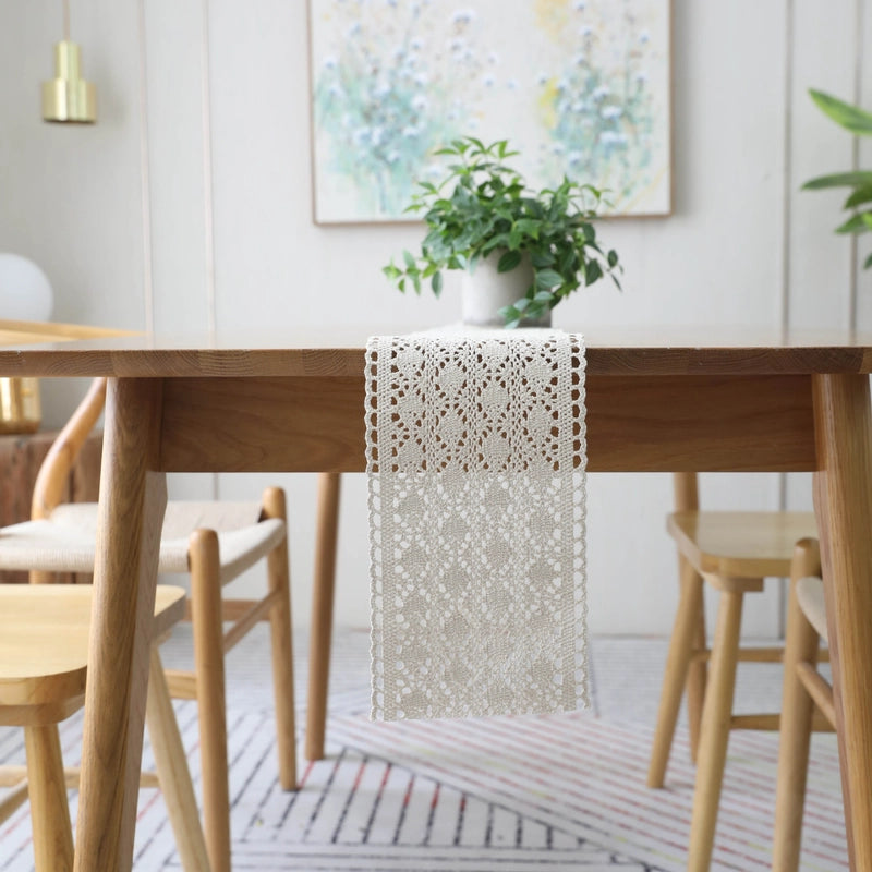 Country Handmade Crochet Table Runner Tablecloth Table Towel Tea Table Towel Cotton Cotton Linen Art