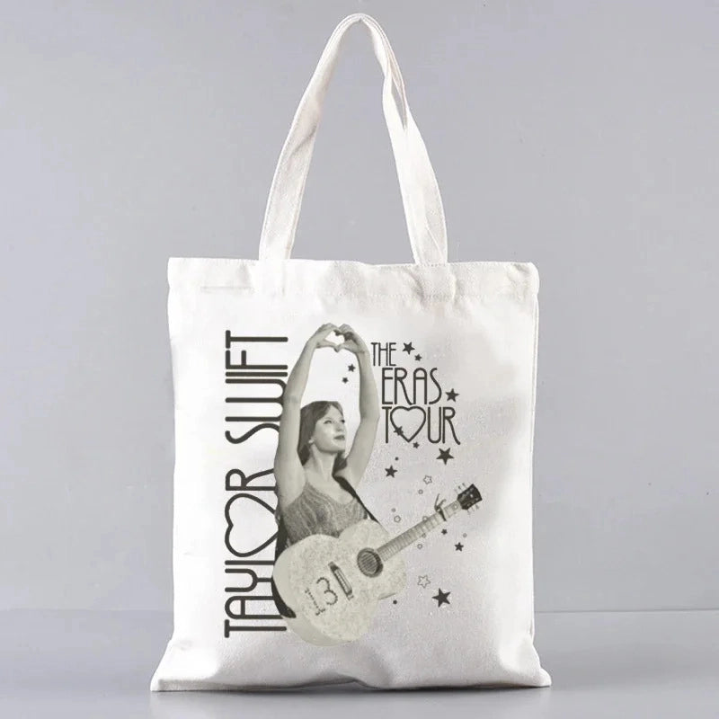 Women's Medium Canvas Human Letter Basic Classic Style Square Open Canvas Bag