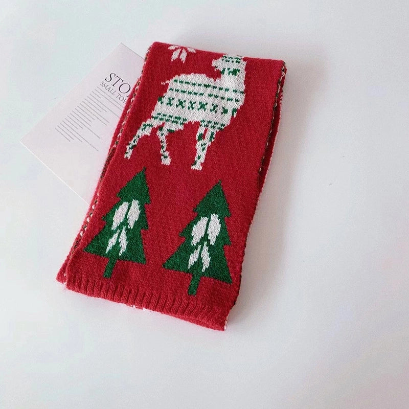 Red Elk Children's Knitted Scarf Winter Christmas Gift Student Warm Neck Set Baby's Wool Neck