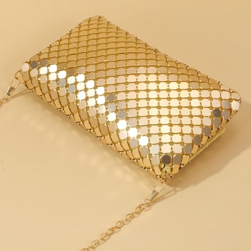 Aluminum Sheet Solid Color Sequins Evening Bags
