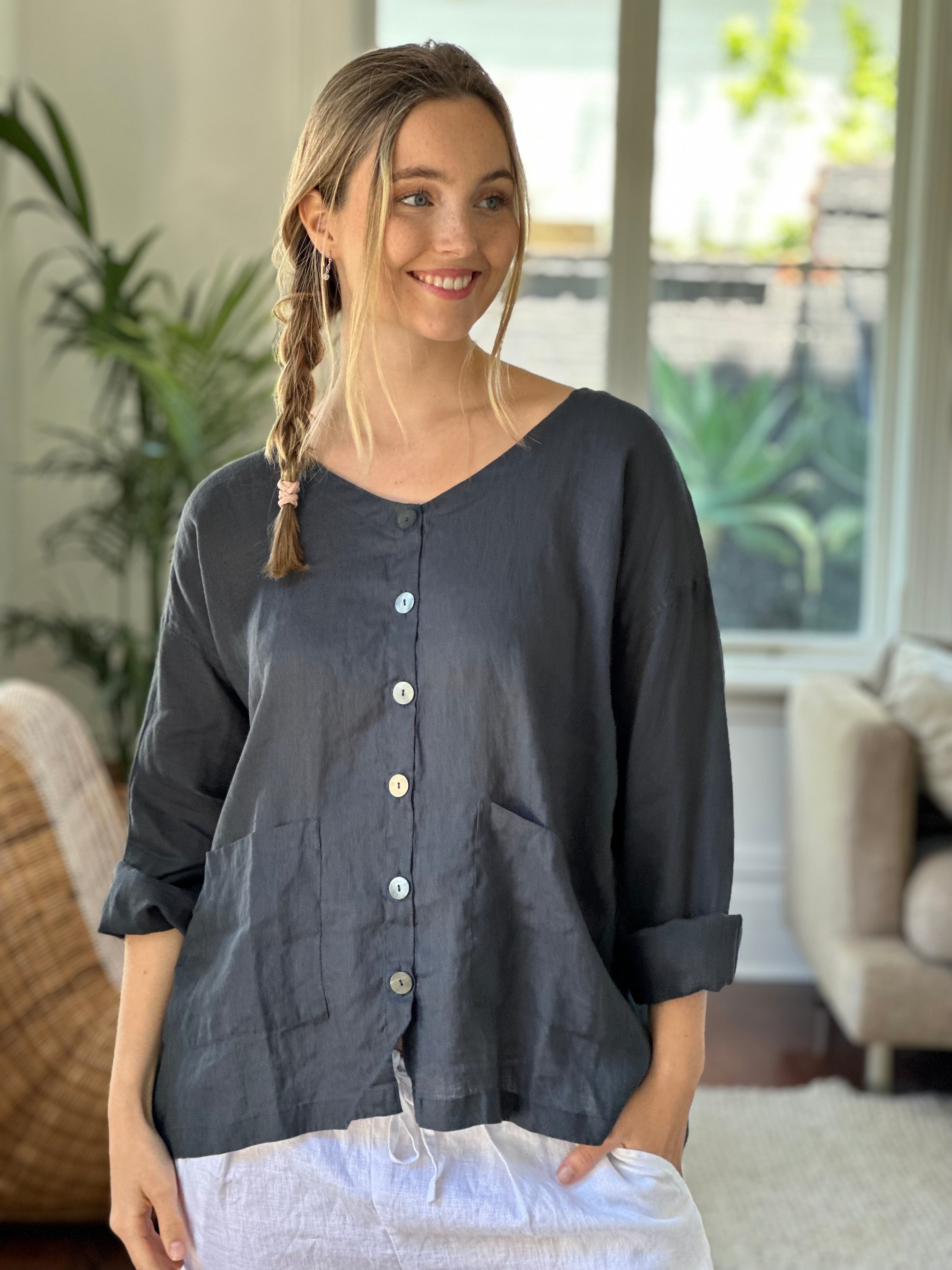 jamie jacket - charcoal linen