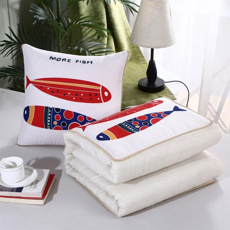 Pillow Quilt Dual-use Two-in-one Four-season Universal Car Thin Cushion Sleeping Blanket Activity Gift Printing
