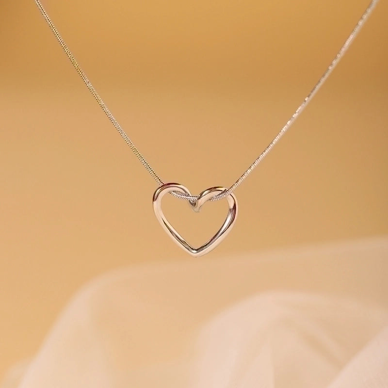 Elegant Minimalist Heart Shape 304 Stainless Steel Copper 18K Gold Plated Hollow Out Pendant Necklace