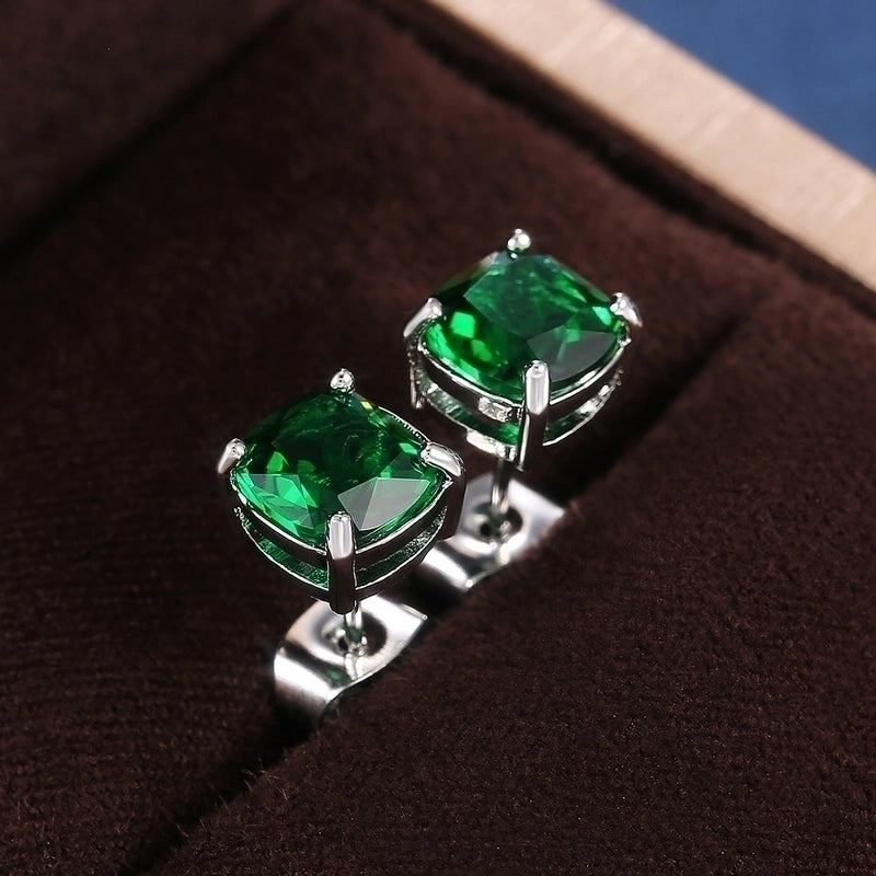 Fashion Square Zircon Geometric Copper Earrings