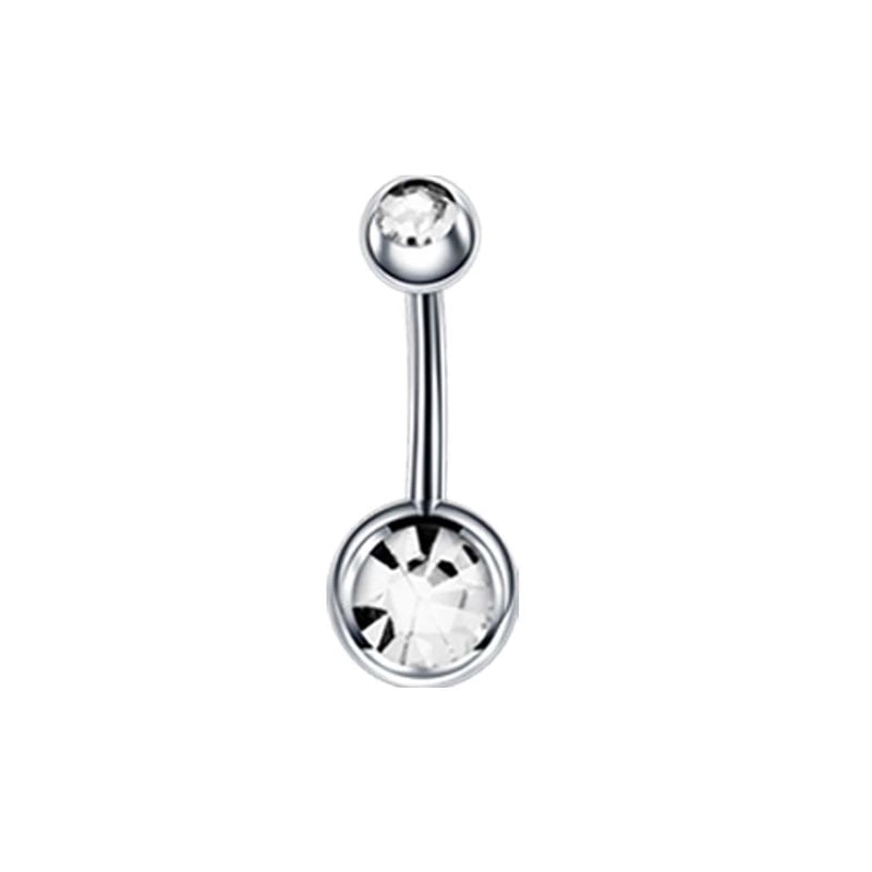 2 Pieces Fashion Geometric Stainless Steel Inlay Zircon Belly Ring