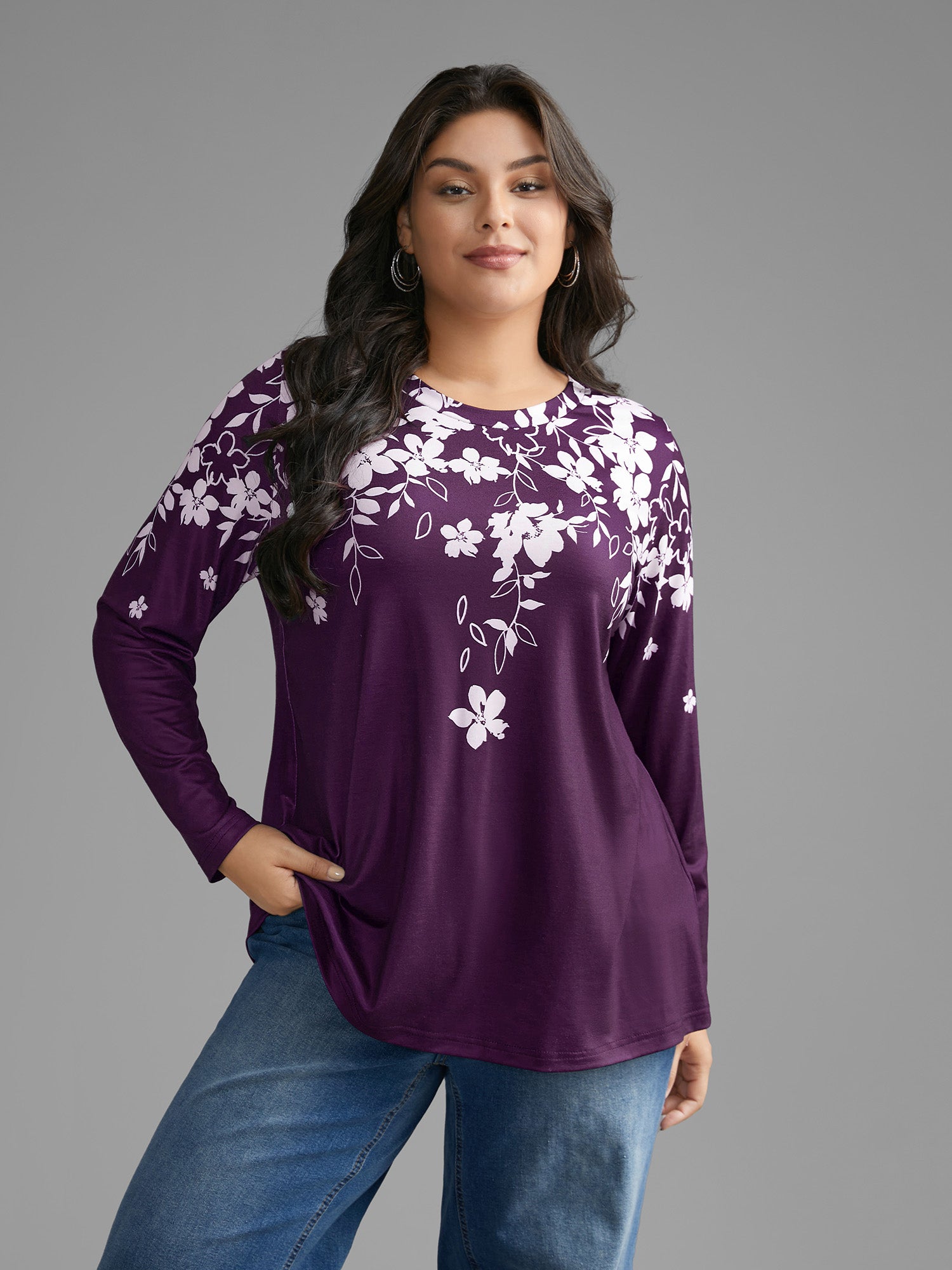 Round Neck Boho Print T-shirt