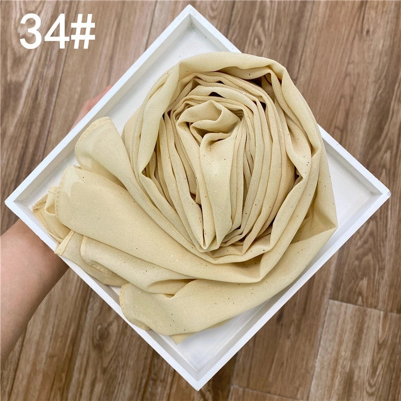 Solid Color Sprinkling Gold Pearl Chiffon Chiffon Fashion Sprinkling Gold Scarf Women's Toe Chiffon Glitter Scarf