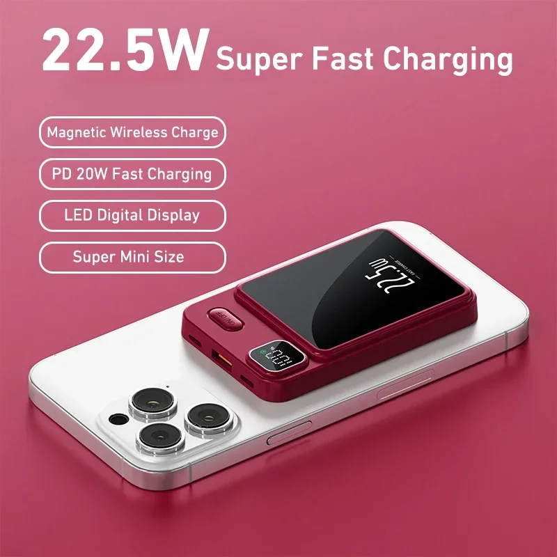 Magnetic Wireless 20000mAh Power Bank Portable External Battery for IPhone 16 15 14 13 Samsung S24 Xiaomi Fast Charge Powerbank