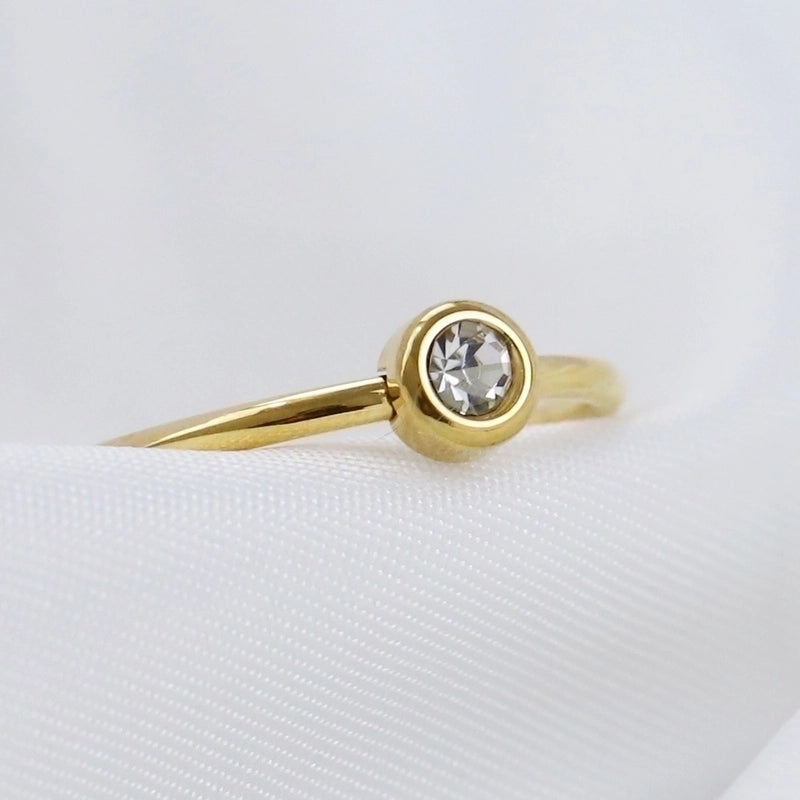 Minimalist Geometric Titanium Steel Plating Zircon Rings 1 Piece