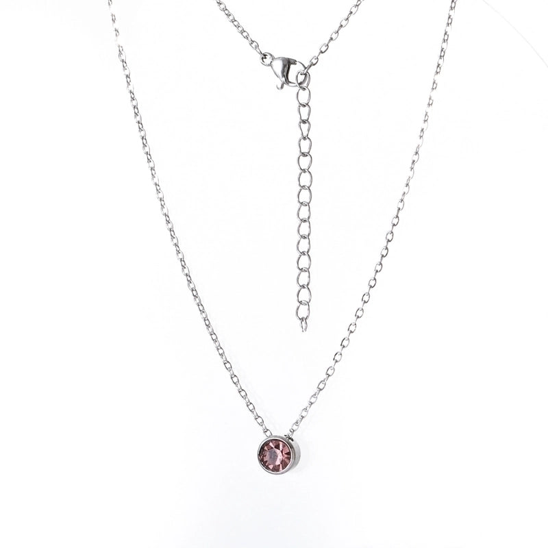 Stainless Steel 18K Gold Plated Rose Gold Plated IG Style Plating Inlay Round Birthstone Pendant Necklace
