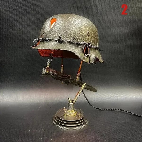 Combat Helmet Light Up Home Decor Table Lamp
