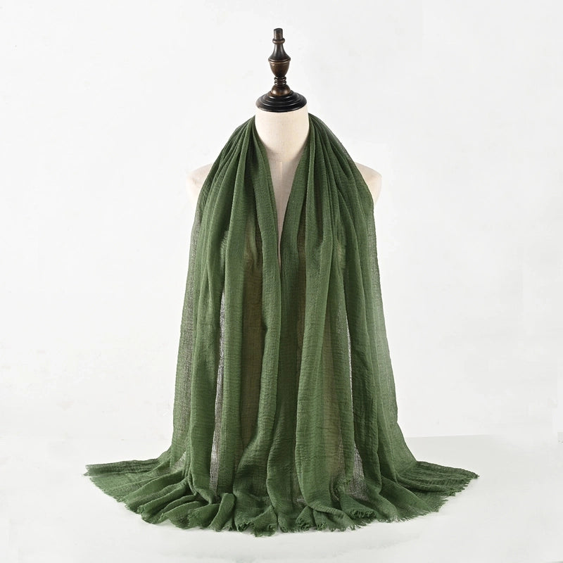 Women's Vacation Minimalist Solid Color Cotton Silk Scarf
