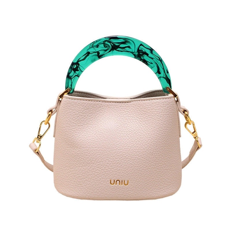 Women's Small All Seasons Pu Leather Solid Color Basic Bucket Lock Clasp Handbag