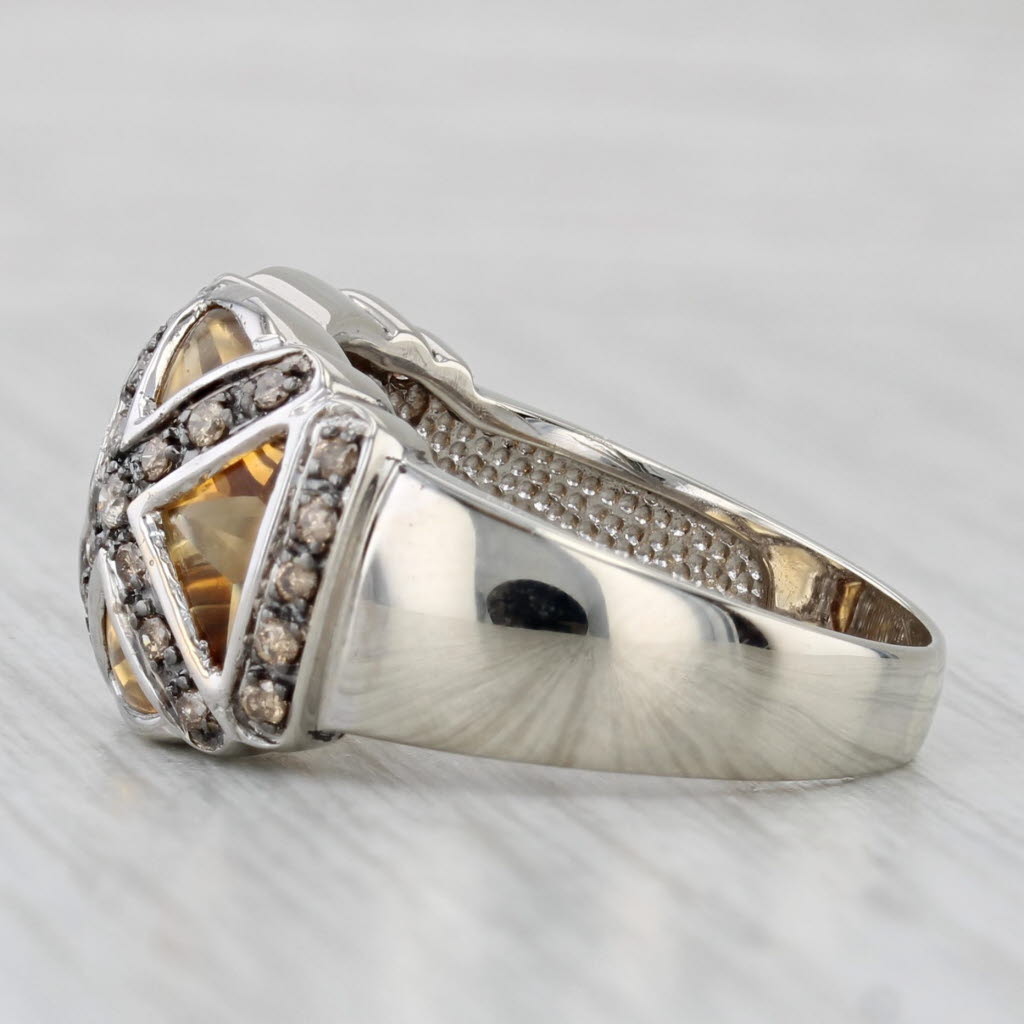 New Citrine Diamond X Ring 10k White Gold Size 8 Cocktail