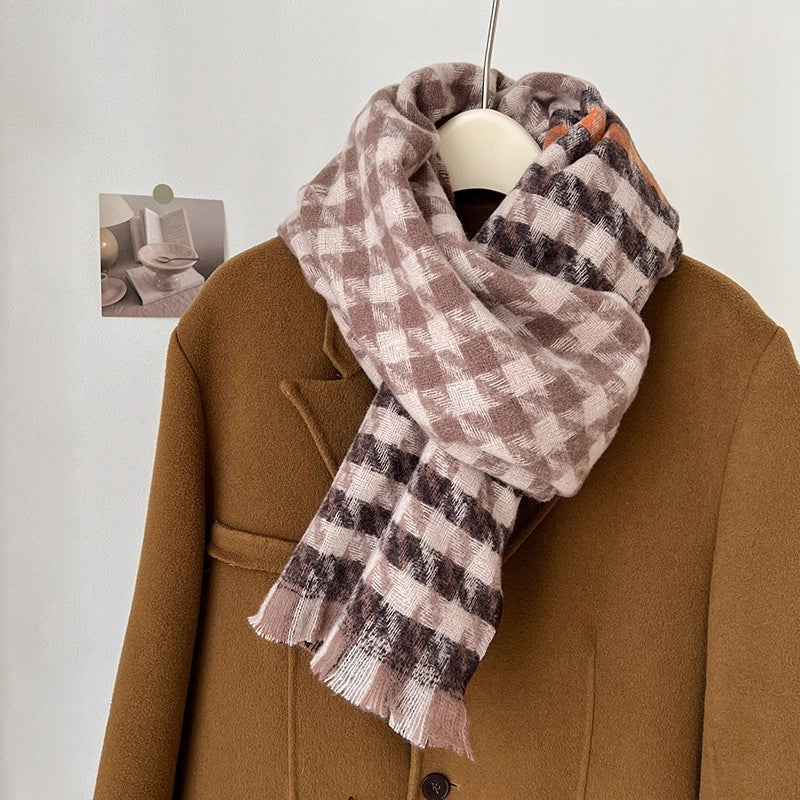 New Contrast Color  Scarf Women's Casual Fashion Texture Shawl National Fashion Warm Scarf