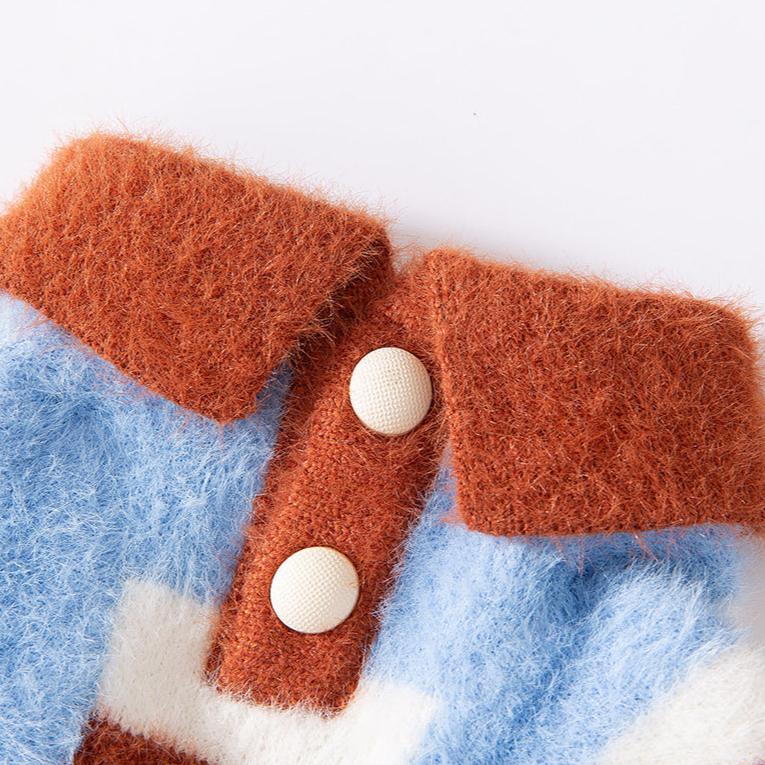 Striped Color Block Dog Cat Polo Sweater