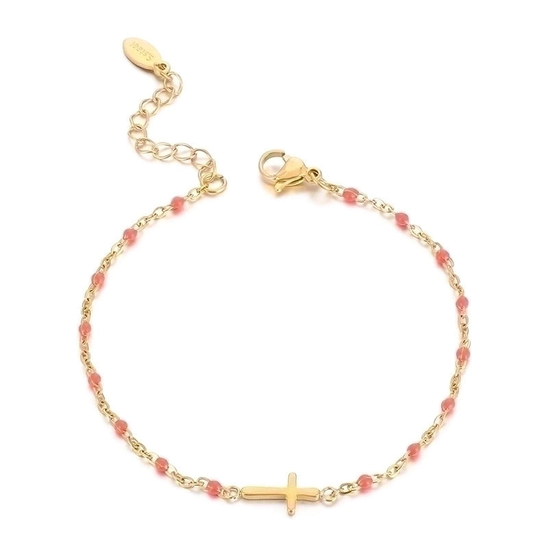 Minimalist Classic Style Cross Titanium Steel 18K Gold Plated Bracelets In Bulk