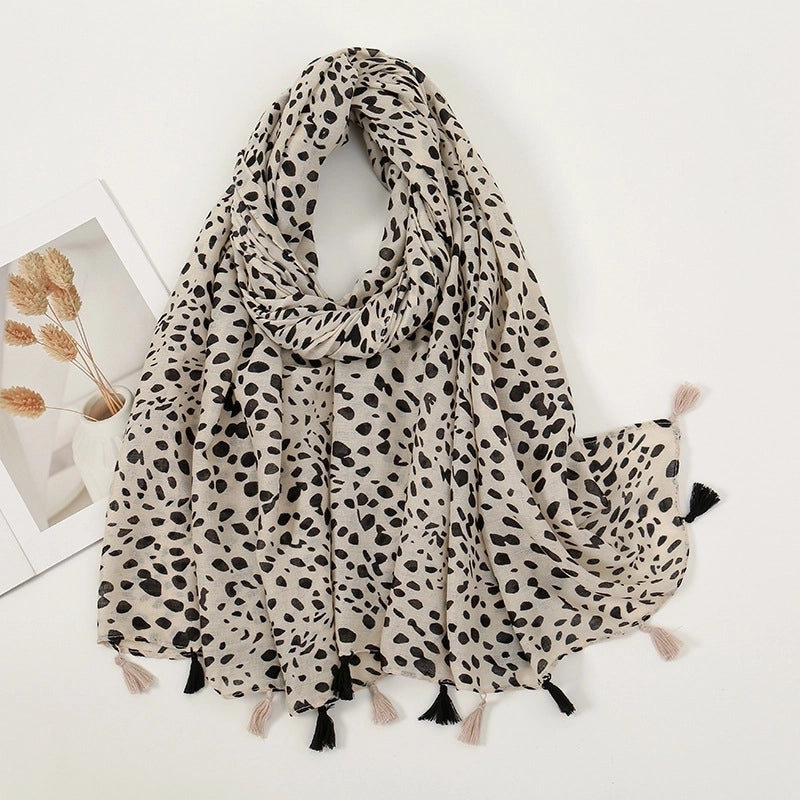 Women'S Sweet Flower Cotton And Linen Tassel Scarf