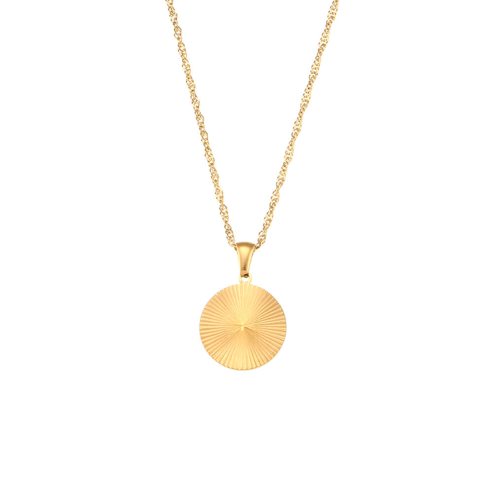 Fashion Quadrilateral Round Geometric Stainless Steel 18K Gold Plated Necklaces