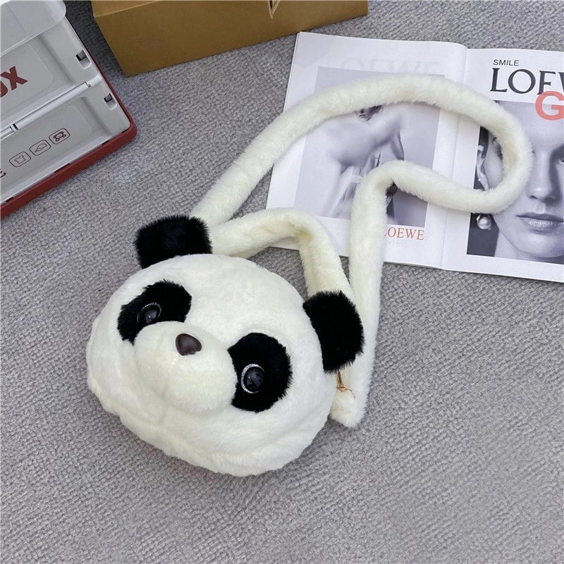 Plush Bear Solid Color Cute Basic Classic Style Embroidery Sewing Thread Round Zipper Handbag