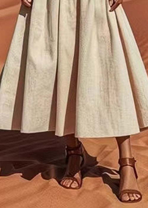 Bohemian Khaki High Waist Patchwork Linen Skirts Summer