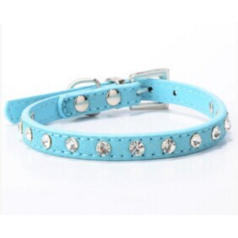 Diamond Crystal Cool Leather Dog Collars