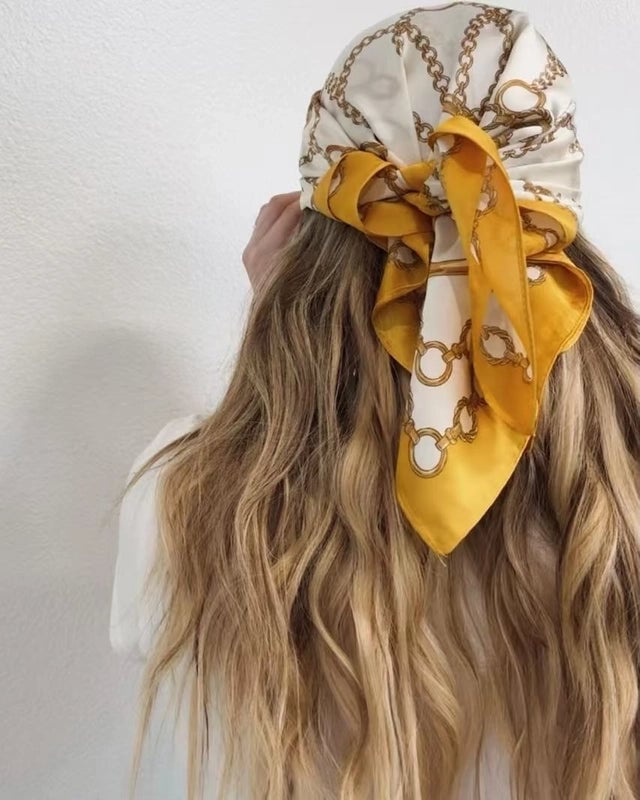 Women's Casual Vacation Chains Print Satin Printing And Dyeing Printing Dyeing Silk Scarf Kerchief Bandanas