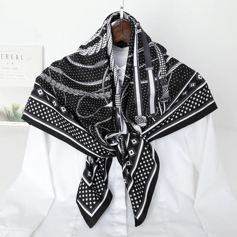Women's Casual Printing Satin Polyester Silk Scarf