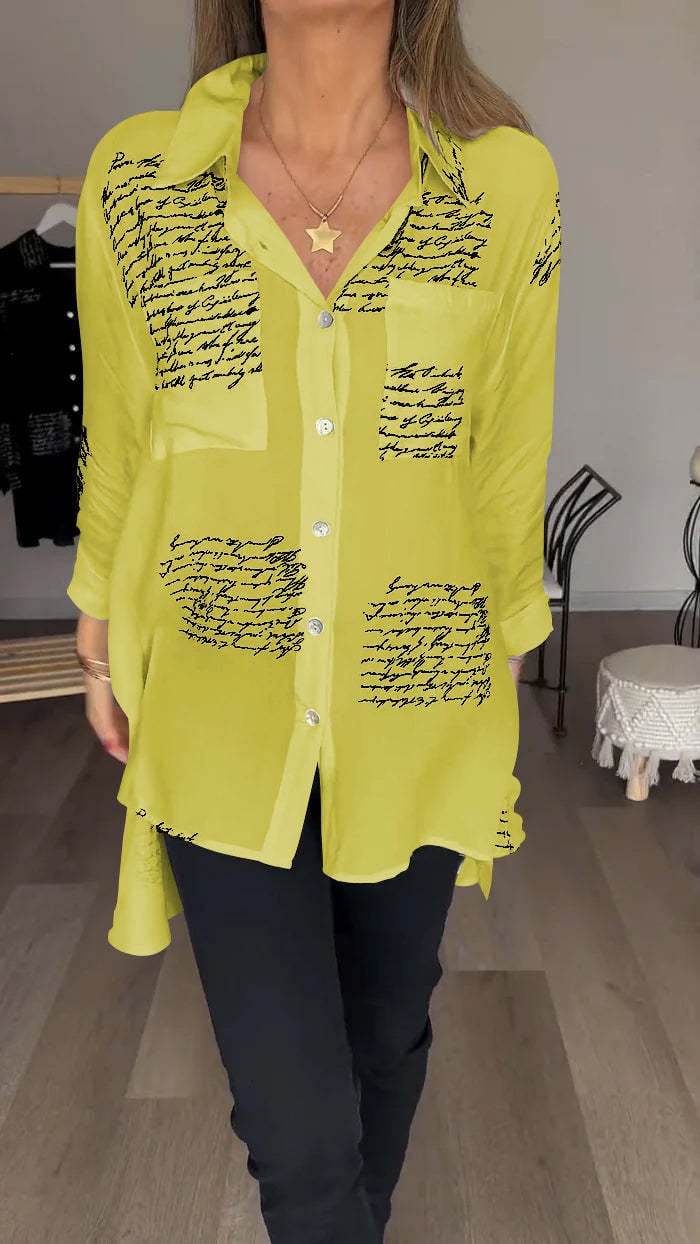 Camisa Con Solapa De Moda Con Estampado De Letras (Compra 2 Envío Gratis)