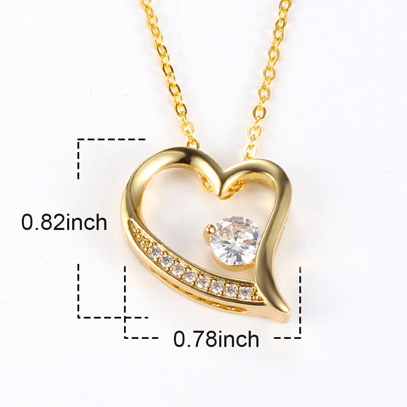 Heart Inlaid Zircon Necklace