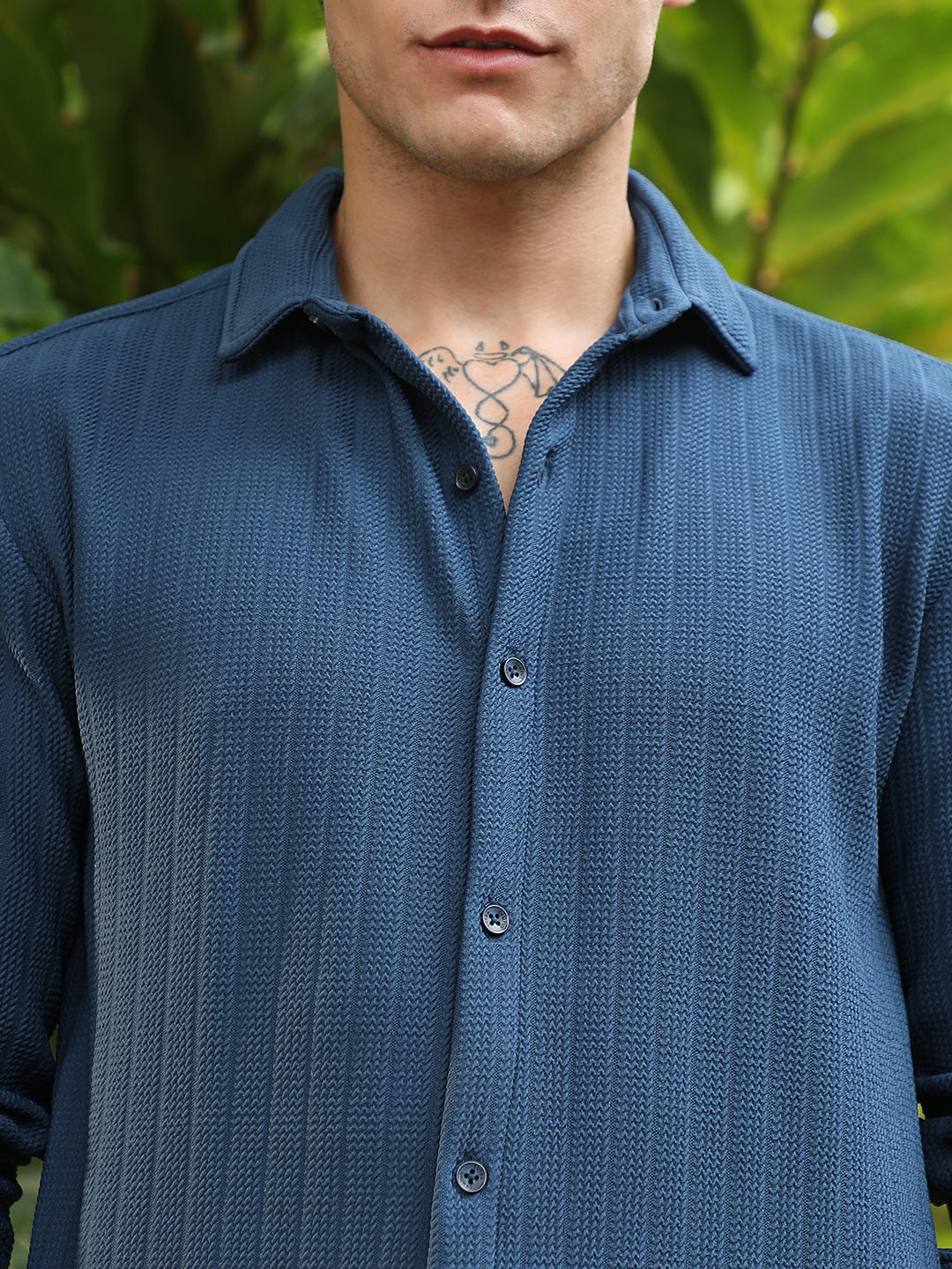 Chevron-Panel Tactile Shirt