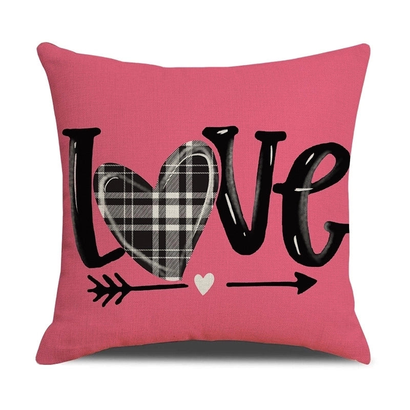 Cute Retro Heart Shape Linen Pillow Cases