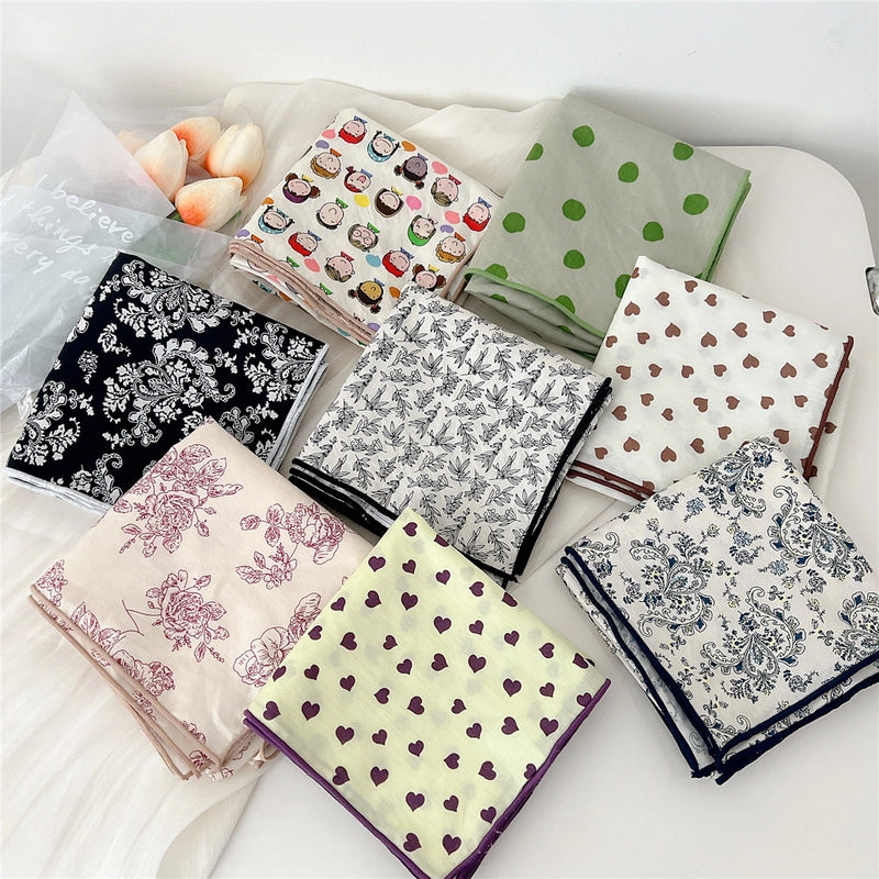 Women's Elegant Sweet Ditsy Floral Polka Dots Heart Shape Polyester Silk Scarf
