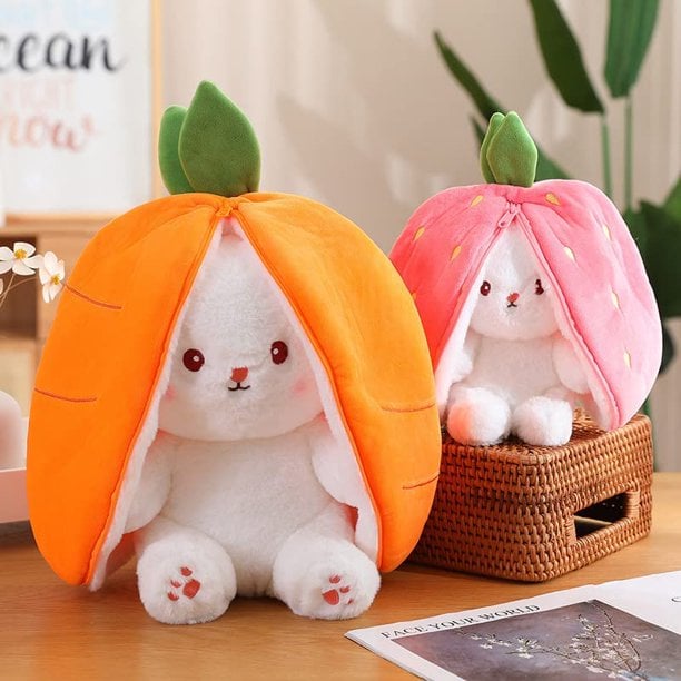 🔥2023 HOT SALE - 49% OFF🔥Strawberry Bunny Transformed into Little Rabbit Fruit Doll Plush Toy