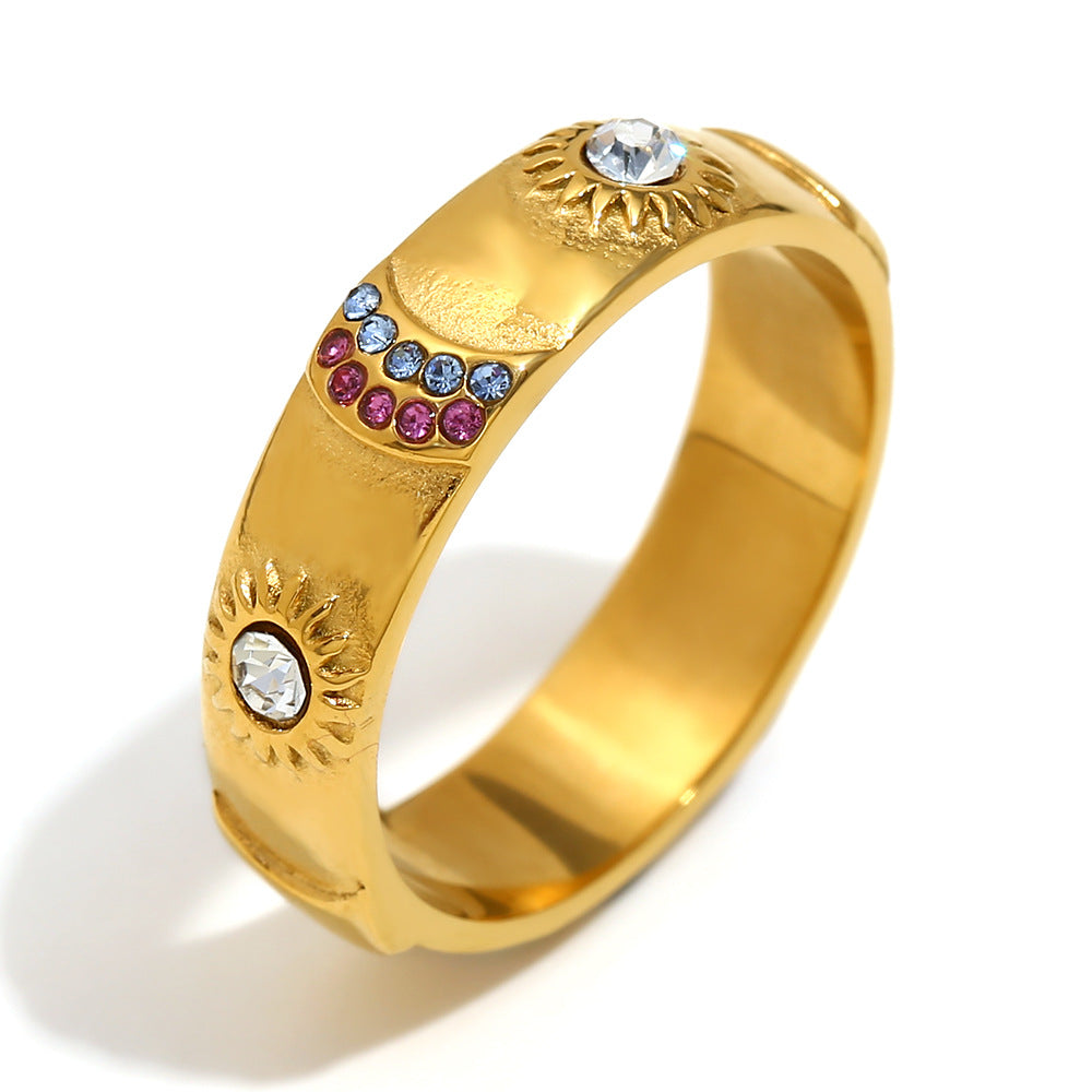 Ins Fashion Niche Advanced Versatile Ring Bracelet Stainless Steel 18K Gold Plated Tarot Earrings Female
