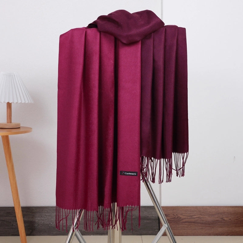 Double-sided Scarf Women's Winter Tassel Cashmere Scarf Autumn And Winter Version New Wool Men's Scarf