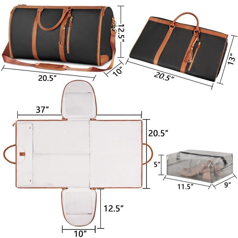 3-in-1 Pu Leather Vintage Suit Storage Bag